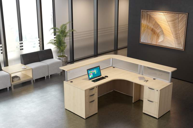 L-shaped reception desk