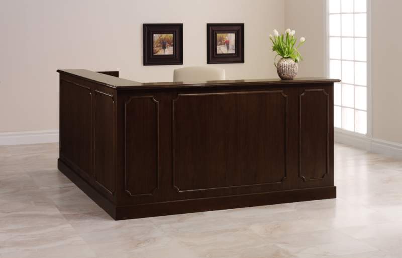 Dark brown reception desk