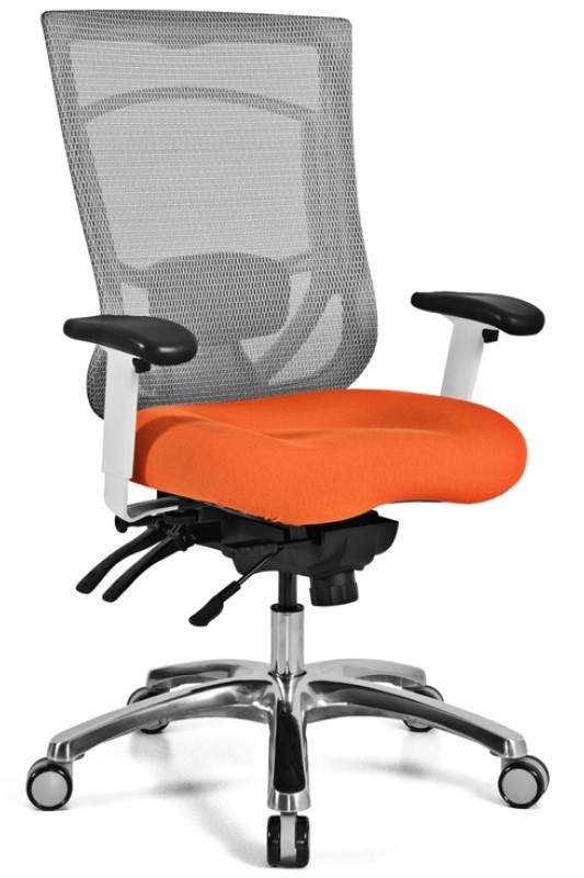 Gray Swivel Chair with Orange Seat
