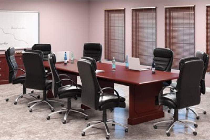 Burgundy conference table